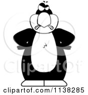 Cartoon Clipart Of An Outlined Angry Penguin Black And White Vector Coloring Page