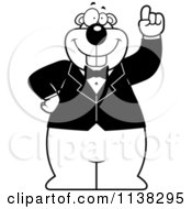 Cartoon Clipart Of An Outlined Gopher With An Idea Wearing A Tuxedo Black And White Vector Coloring Page