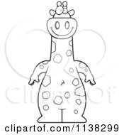 Cartoon Clipart Of An Outlined Giraffe Black And White Vector Coloring Page