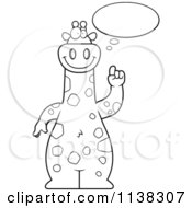 Cartoon Clipart Of An Outlined Giraffe With An Idea Black And White Vector Coloring Page by Cory Thoman