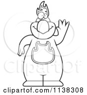 Cartoon Clipart Of An Outlined Phoenix Bird Waving Black And White Vector Coloring Page