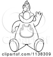 Cartoon Clipart Of An Outlined Phoenix Bird Sitting And Waving Black And White Vector Coloring Page