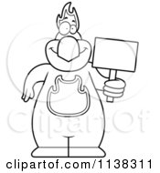 Cartoon Clipart Of An Outlined Phoenix Bird Holding A Sign Black And White Vector Coloring Page
