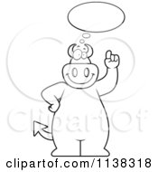 Cartoon Clipart Of An Outlined Big Devil Talking About An Idea Black And White Vector Coloring Page