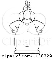 Cartoon Clipart Of An Outlined Angry Chicken Black And White Vector Coloring Page