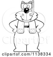 Cartoon Clipart Of An Outlined Cat In Scuba Gear Black And White Vector Coloring Page by Cory Thoman