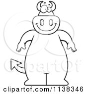 Cartoon Clipart Of An Outlined Big Devil Black And White Vector Coloring Page
