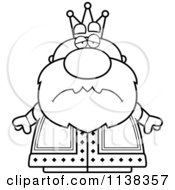 Cartoon Clipart Of An Outlined Sad Royal King Black And White Vector Coloring Page