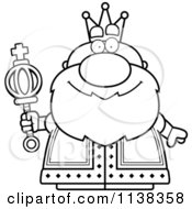 Cartoon Clipart Of An Outlined Royal King Holding A Scepter Black And White Vector Coloring Page