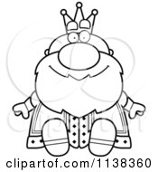 Cartoon Clipart Of An Outlined Sitting Royal King Black And White Vector Coloring Page