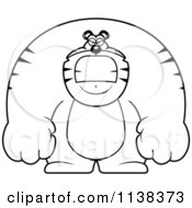 Cartoon Clipart Of An Outlined Angry Buff Tiger Black And White Vector Coloring Page