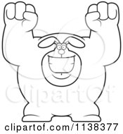 Poster, Art Print Of Outlined Excited Buff Rabbit Cheering