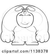 Cartoon Clipart Of An Outlined Buff Rabbit Black And White Vector Coloring Page