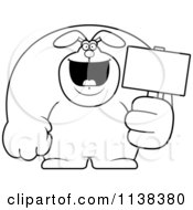 Poster, Art Print Of Outlined Buff Rabbit Holding A Sign 2