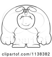 Cartoon Clipart Of An Outlined Depressed Buff Rabbit Black And White Vector Coloring Page