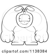 Cartoon Clipart Of An Outlined Angry Buff Rabbit Black And White Vector Coloring Page