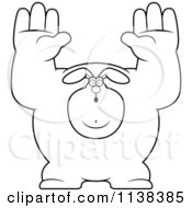 Cartoon Clipart Of An Outlined Buff Rabbit Giving Up Black And White Vector Coloring Page