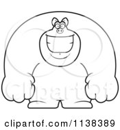 Cartoon Clipart Of An Outlined Happy Buff Pig Smiling Black And White Vector Coloring Page