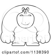Cartoon Clipart Of An Outlined Buff Pig Black And White Vector Coloring Page