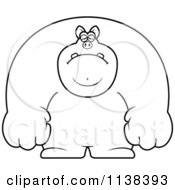 Cartoon Clipart Of An Outlined Depressed Buff Pig Black And White Vector Coloring Page