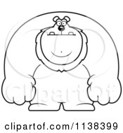 Cartoon Clipart Of An Outlined Buff Lion Black And White Vector Coloring Page