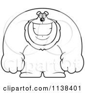 Poster, Art Print Of Outlined Happy Buff Lion Smiling