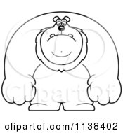 Cartoon Clipart Of An Outlined Depressed Buff Lion Black And White Vector Coloring Page