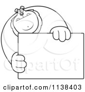 Poster, Art Print Of Outlined Buff Lion Holding A Sign 1