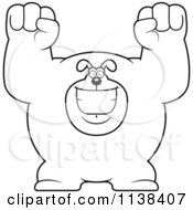 Poster, Art Print Of Outlined Excited Buff Dog Cheering