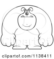 Cartoon Clipart Of An Outlined Buff Dog Black And White Vector Coloring Page