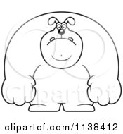 Cartoon Clipart Of An Outlined Depressed Buff Dog Black And White Vector Coloring Page