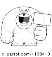 Poster, Art Print Of Outlined Buff Dog Holding A Sign 2