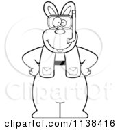 Cartoon Clipart Of An Outlined Rabbit In Scuba Gear Black And White Vector Coloring Page by Cory Thoman