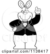 Cartoon Clipart Of An Outlined Rabbit With An Idea Wearing A Tuxedo Black And White Vector Coloring Page