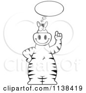 Cartoon Clipart Of An Outlined Zebra With An Idea Black And White Vector Coloring Page
