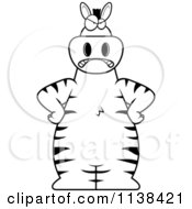 Cartoon Clipart Of An Outlined Angry Zebra Black And White Vector Coloring Page