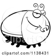 Cartoon Clipart Of An Outlined Sly Beetle Black And White Vector Coloring Page