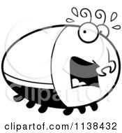 Cartoon Clipart Of An Outlined Frightened Beetle Black And White Vector Coloring Page
