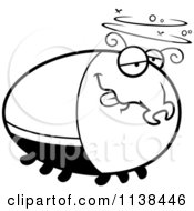 Cartoon Clipart Of An Outlined Drunk Beetle Black And White Vector Coloring Page