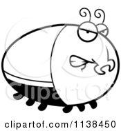 Cartoon Clipart Of An Outlined Angry Beetle Black And White Vector Coloring Page