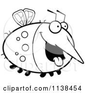 Cartoon Clipart Of An Outlined Chubby Hungry Mosquito Black And White Vector Coloring Page