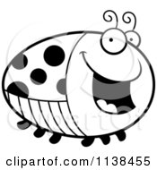 Cartoon Clipart Of An Outlined Chubby Happy Ladybug Black And White Vector Coloring Page