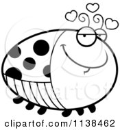 Cartoon Clipart Of An Outlined Chubby Amorous Ladybug Black And White Vector Coloring Page