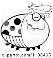 Cartoon Clipart Of An Outlined Chubby Drunk Ladybug Black And White Vector Coloring Page