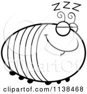 Cartoon Clipart Of An Outlined Chubby Sleeping Grub Black And White Vector Coloring Page