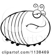 Cartoon Clipart Of An Outlined Chubby Depressed Grub Black And White Vector Coloring Page