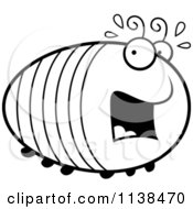 Cartoon Clipart Of An Outlined Chubby Scared Grub Black And White Vector Coloring Page