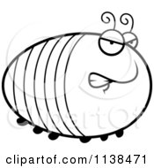 Cartoon Clipart Of An Outlined Chubby Angry Grub Black And White Vector Coloring Page