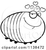 Cartoon Clipart Of An Outlined Chubby Amorous Grub Black And White Vector Coloring Page