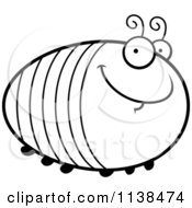 Cartoon Clipart Of An Outlined Chubby Smiling Grub Black And White Vector Coloring Page